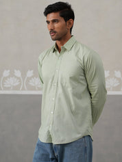 Solid Pure Cotton Casual Shirt for Men - SF_9055Pista_S