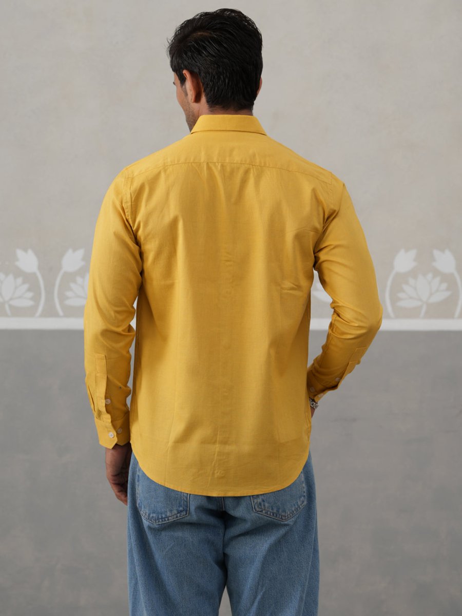 Solid Pure Cotton Casual Shirt for Men - SF_9055Mustard_S