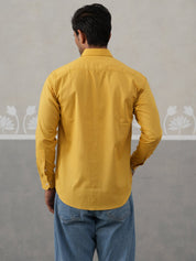 Solid Pure Cotton Casual Shirt for Men - SF_9055Mustard_S