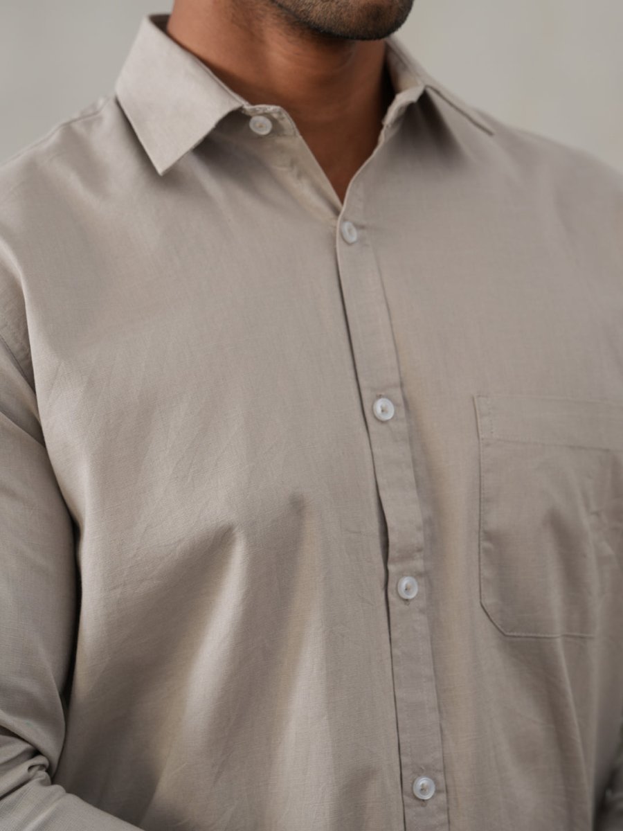 Solid Pure Cotton Casual Shirt for Men - SF_9055Light-Grey_S