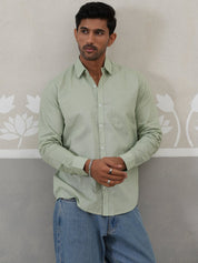 Solid Pure Cotton Casual Shirt for Men - SF_9055Pista_S