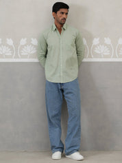 Solid Pure Cotton Casual Shirt for Men - SF_9055Pista_S