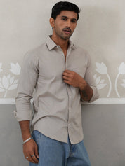 Solid Pure Cotton Casual Shirt for Men - SF_9055Light-Grey_S