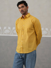 Solid Pure Cotton Casual Shirt for Men - SF_9055Mustard_S