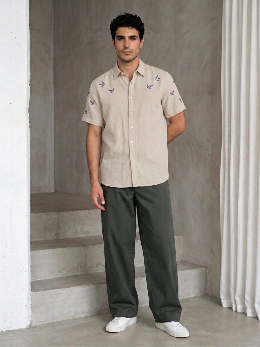 Solid Relaxed-Fit Cotton Trouser - FGP_304Pista_30