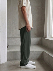 Solid Relaxed-Fit Cotton Trouser - FGP_304Pista_30