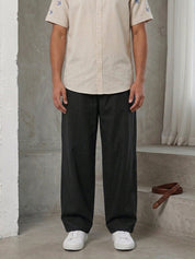 Solid Relaxed-Fit Cotton Trouser - FGP_304Black_30