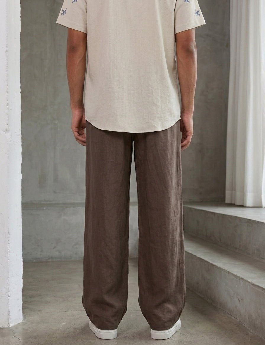 Solid Relaxed-Fit Cotton Trouser - FGP_304Brown_30