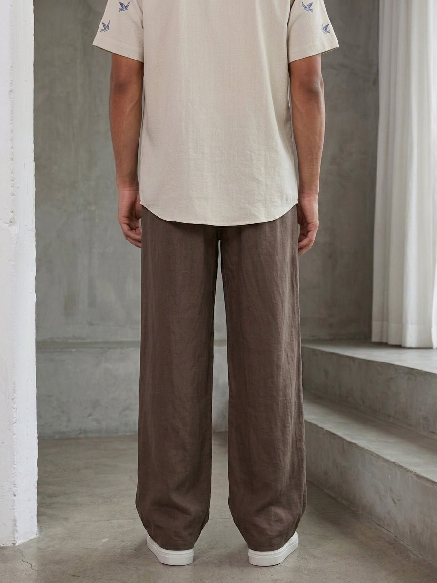 Solid Relaxed-Fit Cotton Trouser - FGP_304Brown_30