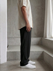 Solid Relaxed-Fit Cotton Trouser - FGP_304Black_30