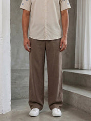 Solid Relaxed-Fit Cotton Trouser - FGP_304Brown_30