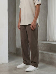 Solid Relaxed-Fit Cotton Trouser - FGP_304Brown_30