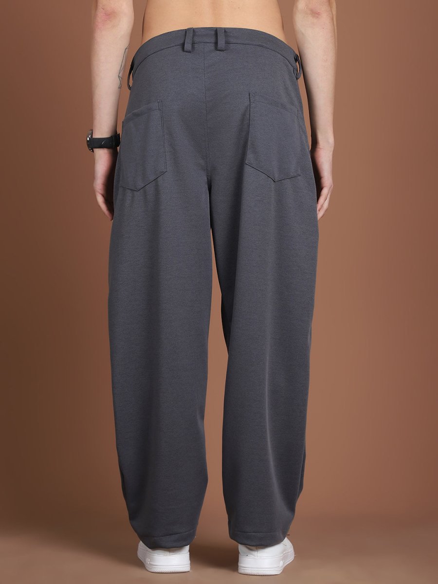 Solid Relaxed-Fit Regular Trousers For Men - GP_281Grey_30