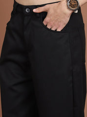 Solid Relaxed-Fit Regular Trousers For Men - GP_281Black_30
