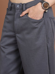 Solid Relaxed-Fit Regular Trousers For Men - GP_281Grey_30