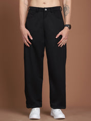 Solid Relaxed-Fit Regular Trousers For Men - GP_281Black_30