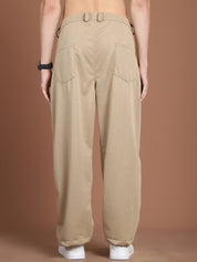 Solid Relaxed-Fit Regular Trousers For Men - GP_281Beige_30