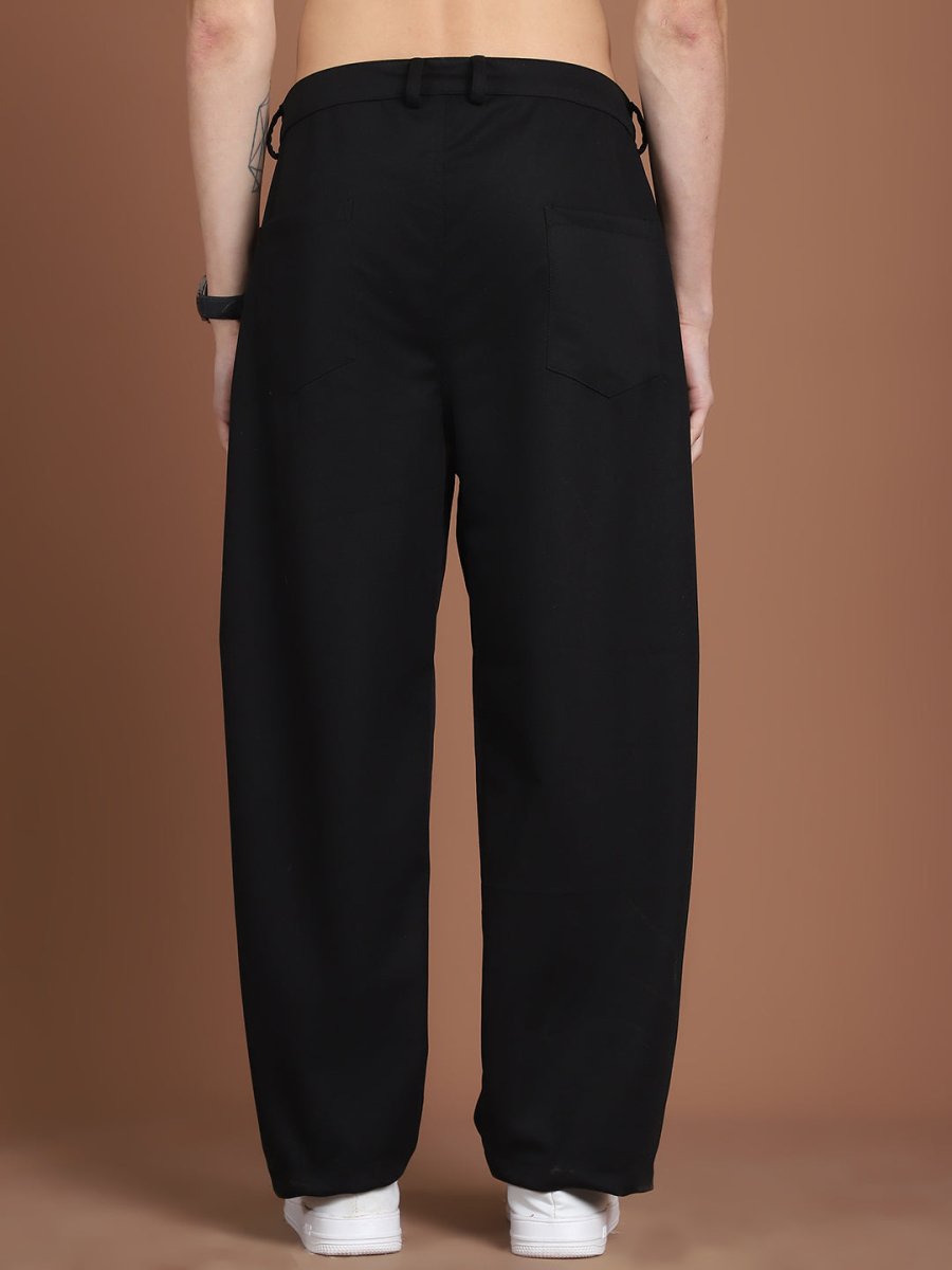Solid Relaxed-Fit Regular Trousers For Men - GP_281Black_30