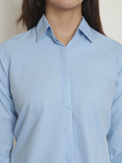 Solid Shirt Style Tops - JNS_2007Firozi_XS