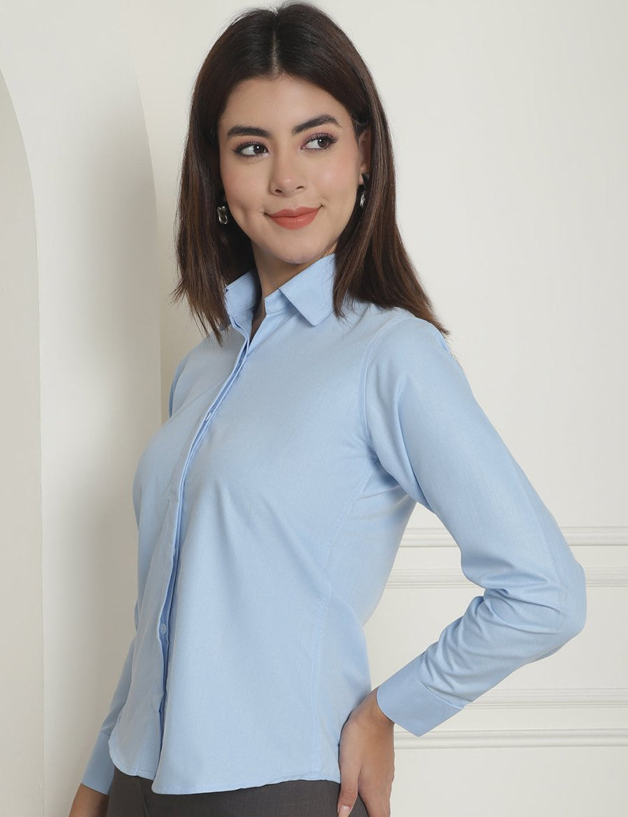 Solid Shirt Style Tops - JNS_2007Firozi_XS