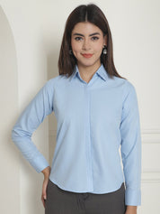 Solid Shirt Style Tops - JNS_2007Firozi_XS