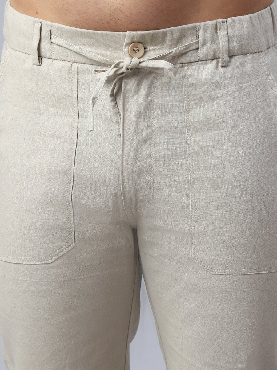 Straight Fit Solid Trousers For Men - FGP_280Cream_30