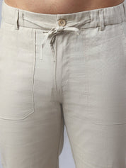 Straight Fit Solid Trousers For Men - FGP_280Cream_30