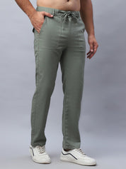 Straight Fit Solid Trousers For Men - FGP_280Pista_30