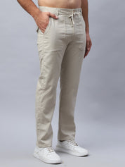 Straight Fit Solid Trousers For Men - FGP_280Cream_30