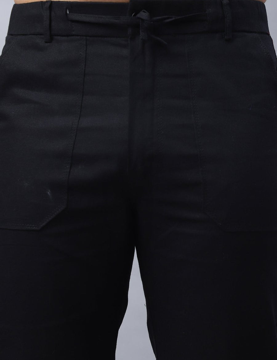 Straight Fit Solid Trousers For Men - FGP_280Black_30