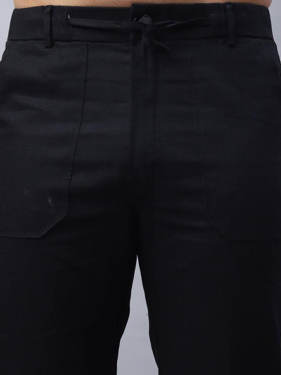 Straight Fit Solid Trousers For Men - FGP_280Black_30