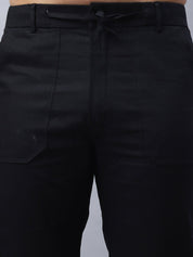 Straight Fit Solid Trousers For Men - FGP_280Black_30