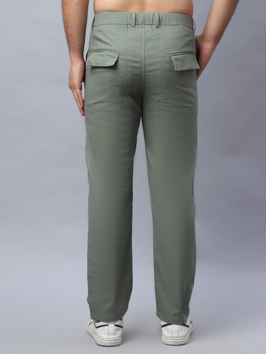 Straight Fit Solid Trousers For Men - FGP_280Pista_30