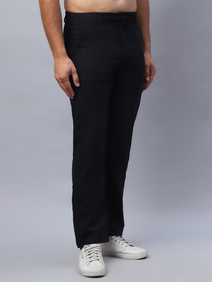 Straight Fit Solid Trousers For Men - FGP_280Black_30