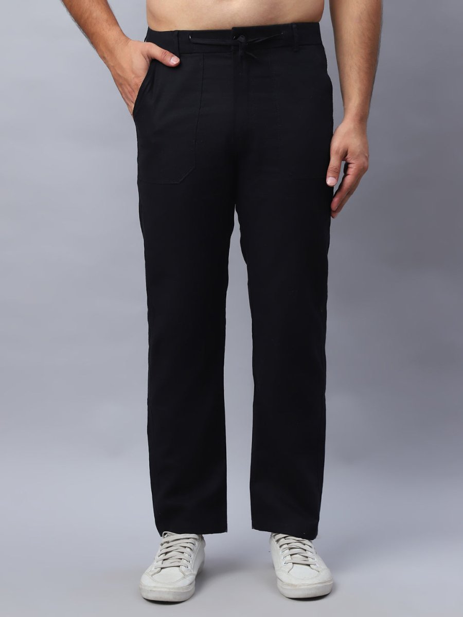 Straight Fit Solid Trousers For Men - FGP_280Black_30