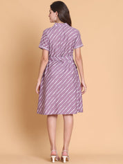 Striped A-Line Dress for Women - JND_1043Purple_XS