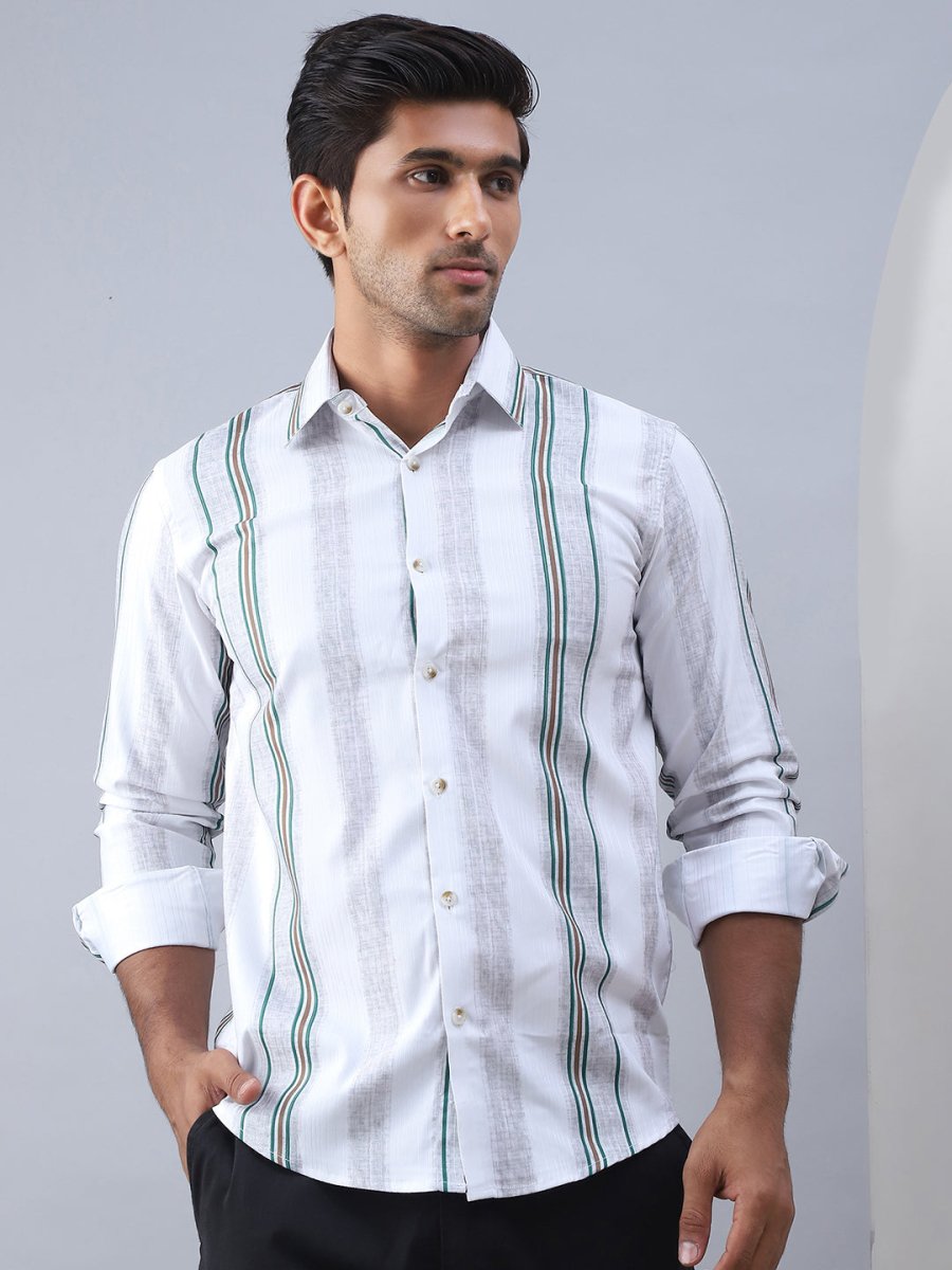 Striped Casual Shirt for Men - SF_983Off-White_S