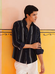 Striped Casual Shirt for Men - SF_9018Navy_S