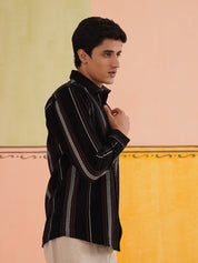 Striped Casual Shirt for Men - SF_9018Black_S