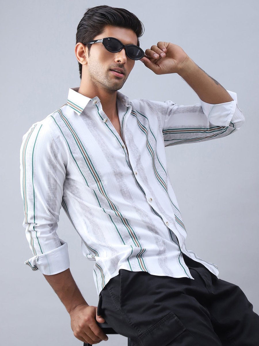 Striped Casual Shirt for Men - SF_983Off-White_S