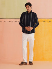 Striped Casual Shirt for Men - SF_9018Navy_S