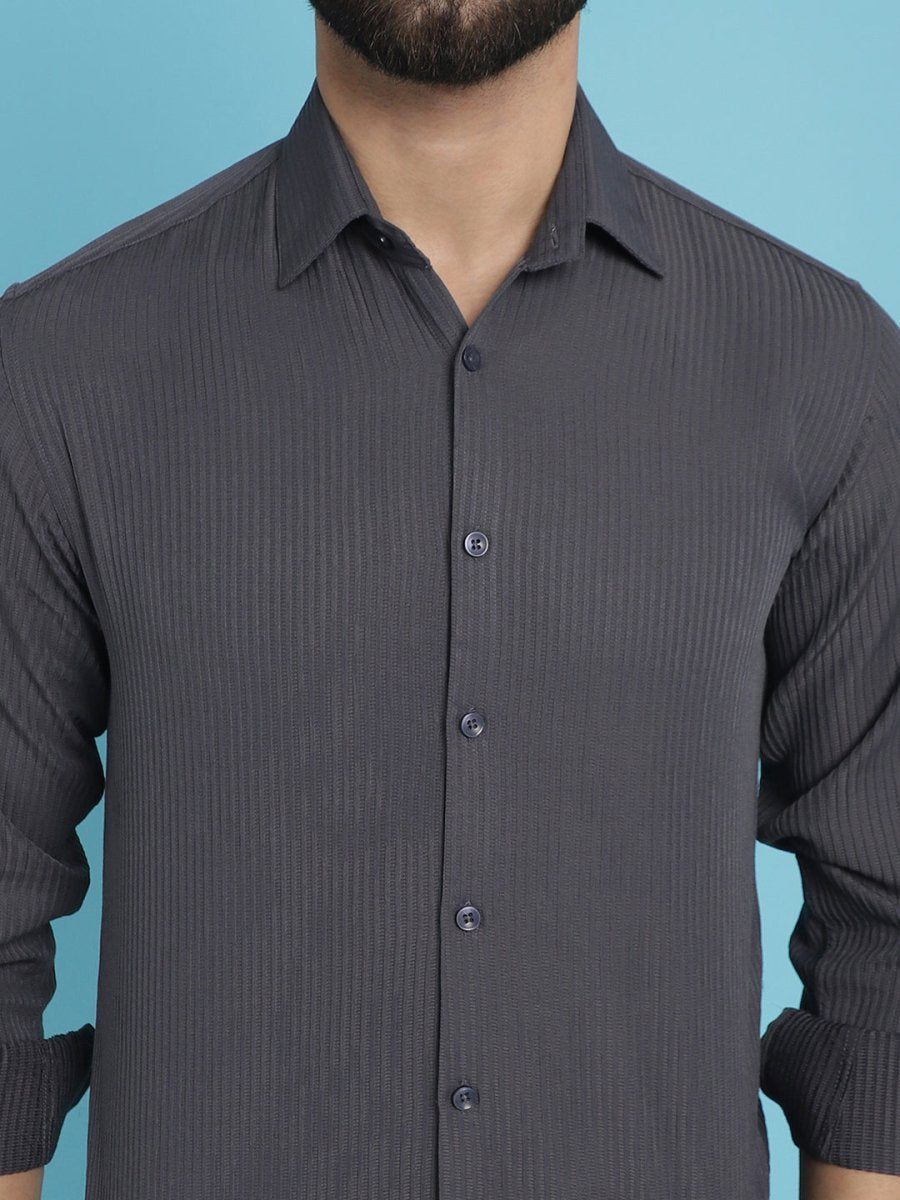 Striped Casual Shirt for Men's - SF_923Grey_S