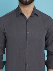 Striped Casual Shirt for Men's - SF_923Grey_S