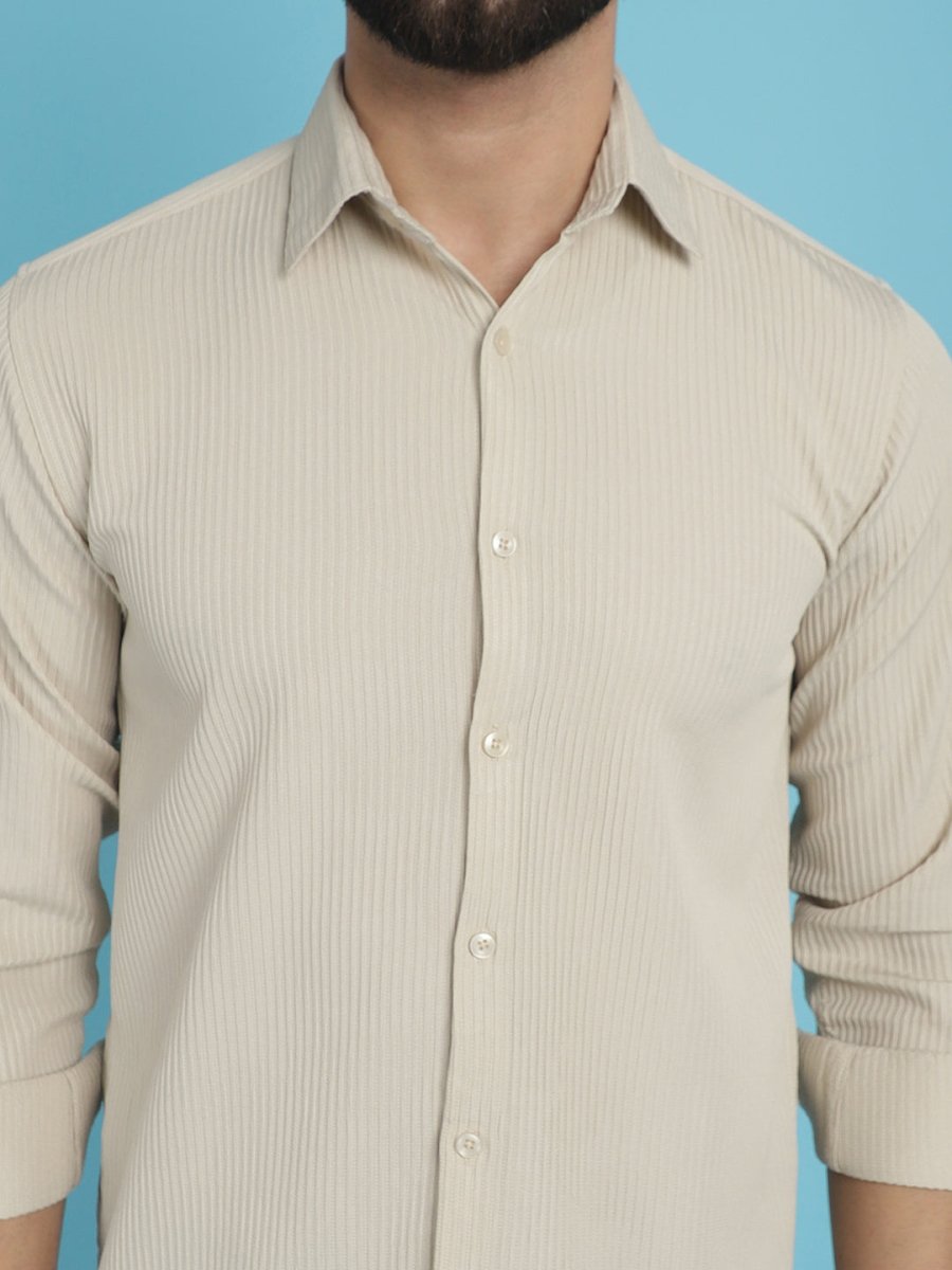 Striped Casual Shirt for Men's - SF_923Cream_S