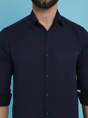 Striped Casual Shirt for Men's - SF_923Navy_S