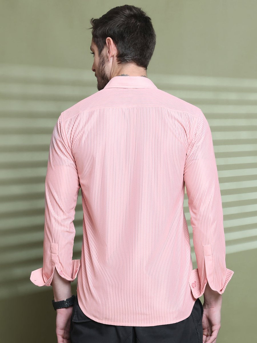 Striped Casual Shirt for Men's - SF_923Peach_S