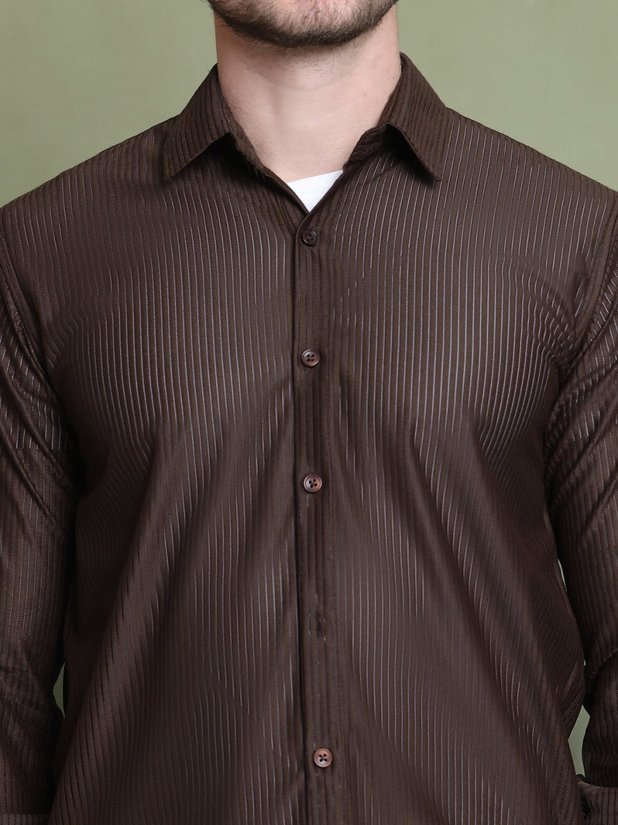 Striped Casual Shirt for Men's - SF_923Coffee_S