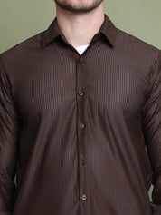 Striped Casual Shirt for Men's - SF_923Coffee_S