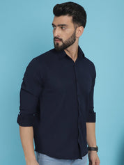 Striped Casual Shirt for Men's - SF_923Navy_S