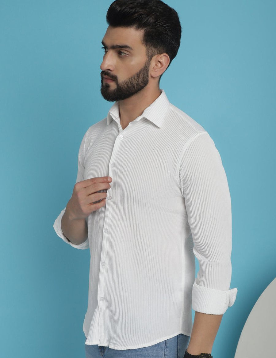 Striped Casual Shirt for Men's - SF_923White_S